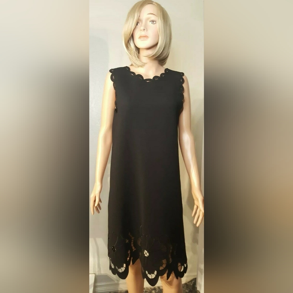 ❤️BUY2️⃣GET1️⃣🩷FREE♧$3,790 OSCAR DE LA RENTA NEW BLACK FLOWER KNIT DRESS M L - Picture 3 of 14